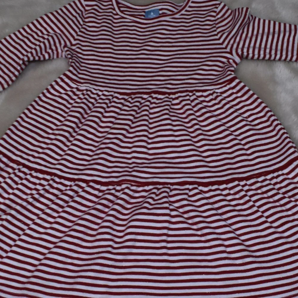 Baby Gap Girls Striped Dress Size 5 Long Sleeve Red White Holiday